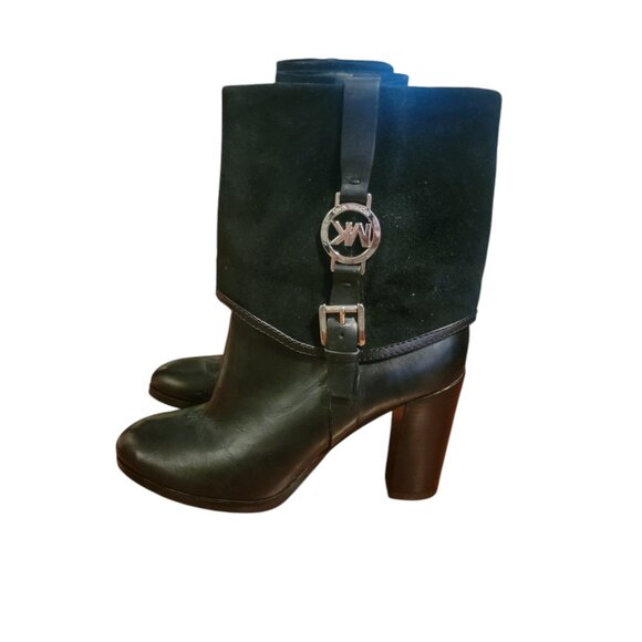 MICHAEL KORS Fulton Harness Bootie Suede Logo Buckle Block Heel - Picture 5 of 12